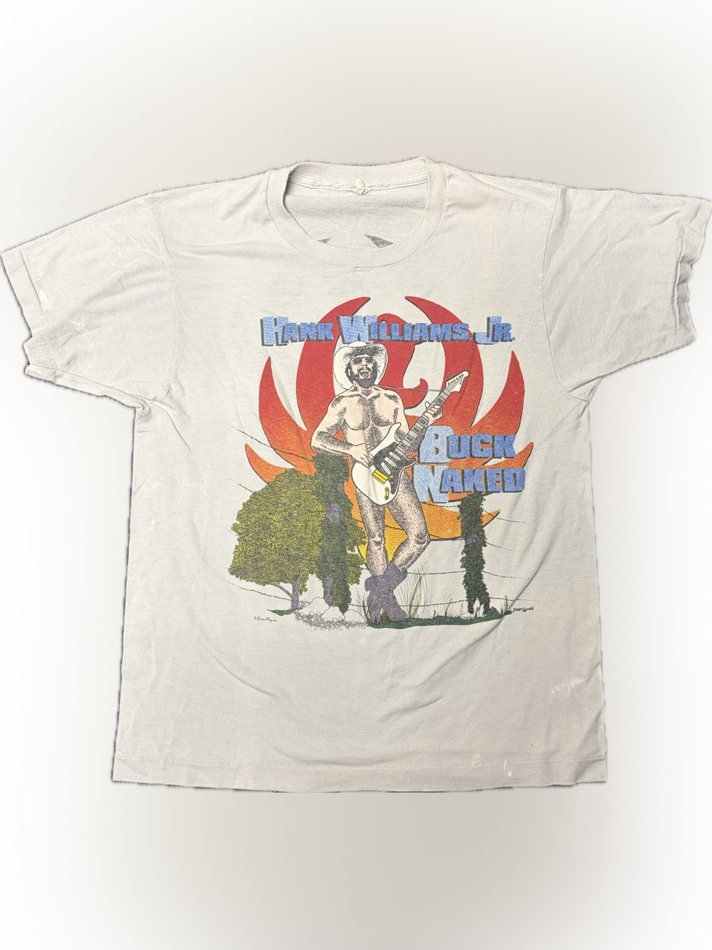 Vintage 1988 Hank Williams Jr. Buck Naked Tour ’88 Screen Stars T-Shirt
